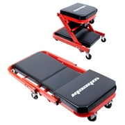 WheelX Mechanic Creeper, Garage Gift, 40" Z Creeper Seat, 2 in 1 Mechanic Gifts, 480 lbs Capacity, Low Profile Creeper with 6 pcs Wheels in Garage/Shop for Fathers Day Tool Gift