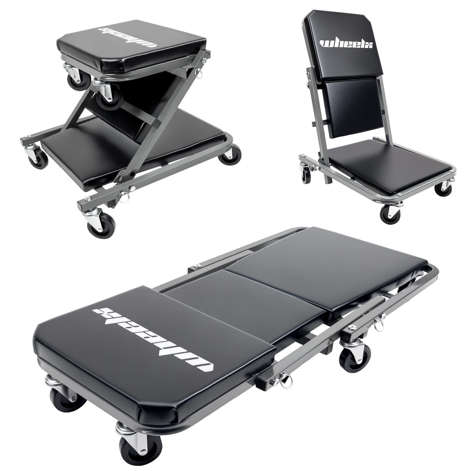 WheelX Mechanic Creeper 36 inches 2-in-1 Z Seat with Brake,340 lbs