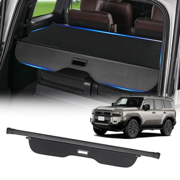WheelX Retractable Cargo Cover Compatible with Toyota Land Cruiser Prado LC250 J250 2024 2025, Anti-Peeping Rear Trunk Cover Luggage Privacy Security Shield Shade(Canvas)
