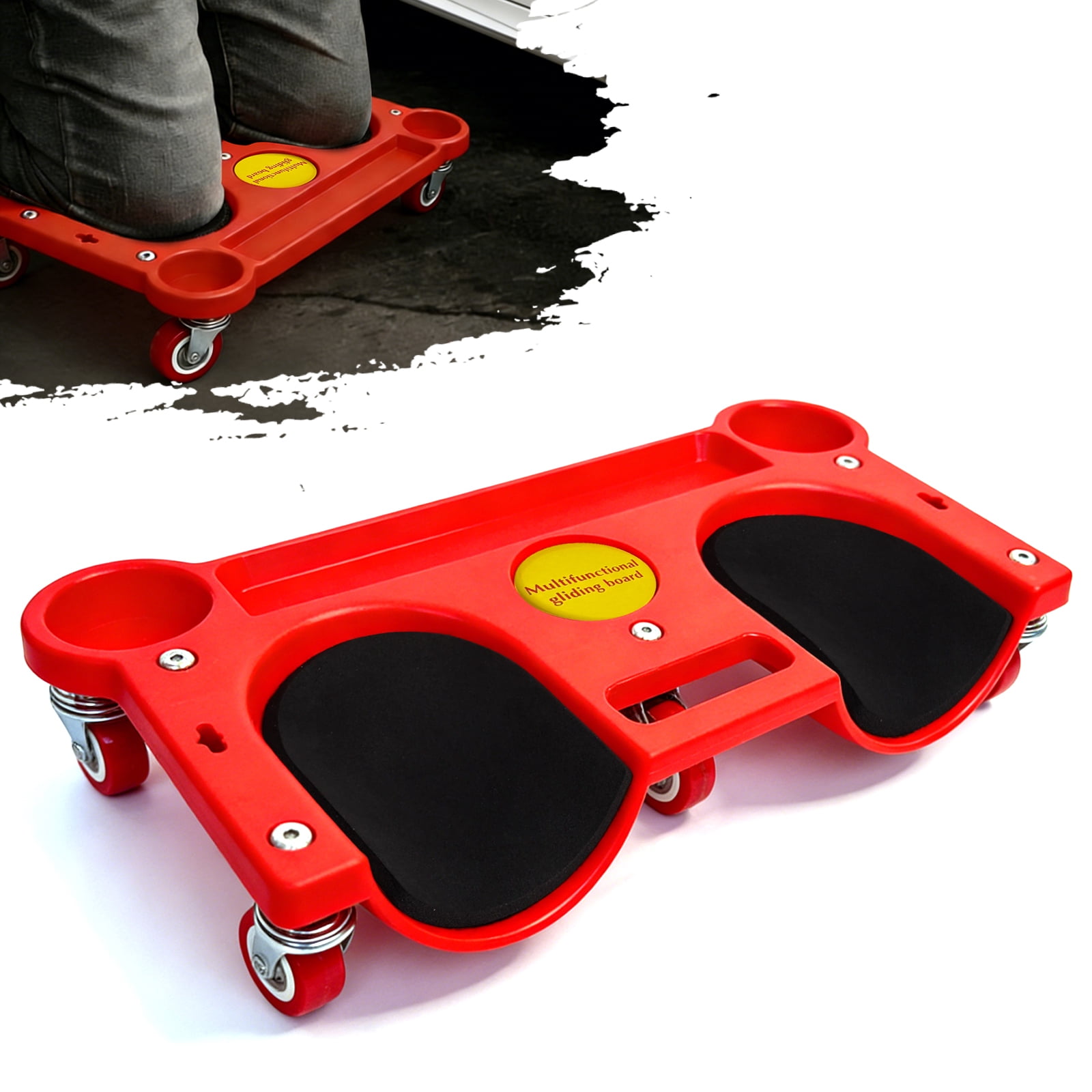 WheelX Rolling Knee Creeper Durable Knee Pads with 360° Turn Casters and Tool Tray, Garage Kneeling Pads on Swivel Castors for Home Workshop Auto Repairing Maintaining
