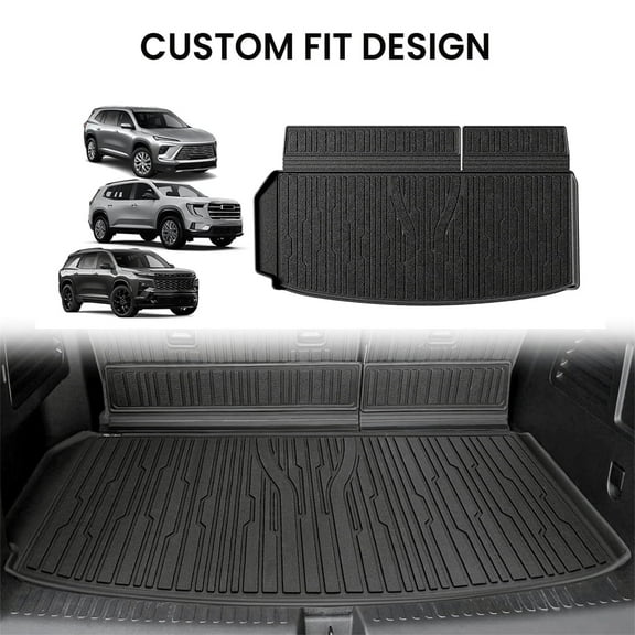 WheelX Trunk Floor Mat All Weather Liner Compatible with 2024+ GMC Acadia/Chevy Traverse & 2025 Buick Enclave Accessories Custom Fit Protection Car Liner TPE Rear Trunk Floor Mat