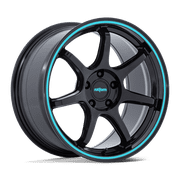 19x9.5 Rotiform RC208 BPU Gloss Black W/ Teal Stripe Wheel 5x120 22mm