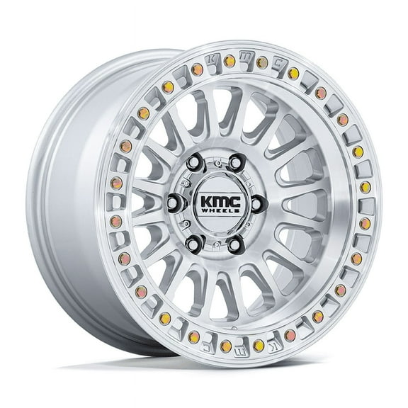 17X8.5 KMC KM552 IMS Gloss Silver W/ Machined Face 6x139.7 ET25 Wheel Rim