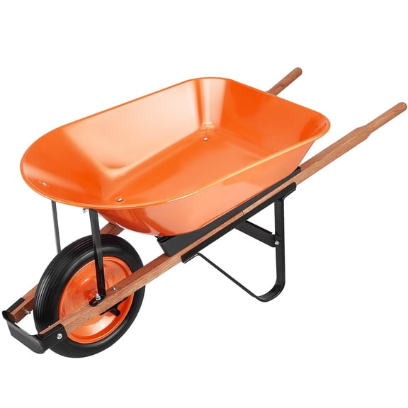 Wheelbarrow Cart 5 Cu Ft, 265 lbs Capacity Garden Dump Cart, One Wheel Utility Wagon with Metal Handle, 16" Wide Track Wheels, Yard Farm Cart