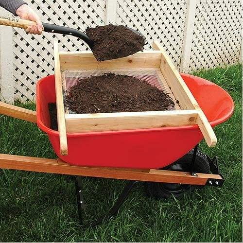 Wheelbarrow Sifter for Compost and Soil, Cedar Wood