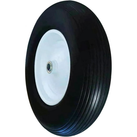 Wheelbarrow Solid Tire 4.80/4.00-8" Pneumatic Flat Free Wheel, 16 Inch 3/4 & 5/8" Ball Bearings, Universal Hand Truck Trailer, Wagon Garden Cart Tire