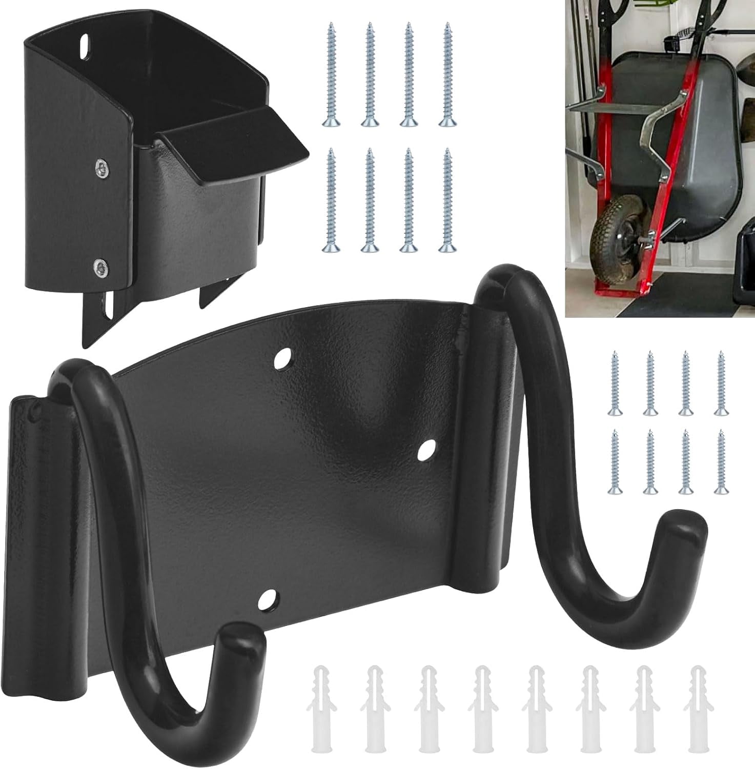 Wheelbarrow Storage Bracket - 90 lbs Capacity, Heavy Duty Storage Hook ...
