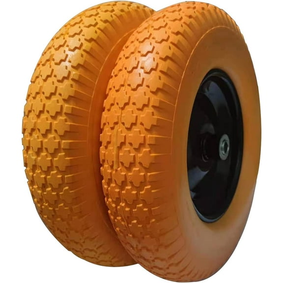 Wheelbarrow Tires 4.80/4.00-8 with 3/4 & 5/8 Ball Bearing, 3.5-6" Hub Flat Free 16 inch Solid Rubber Tire Replacement Wheelbarrow Wheel 4.80-8 for Wheel Barrel Yard Cart Garden Wagon (Set of 2)