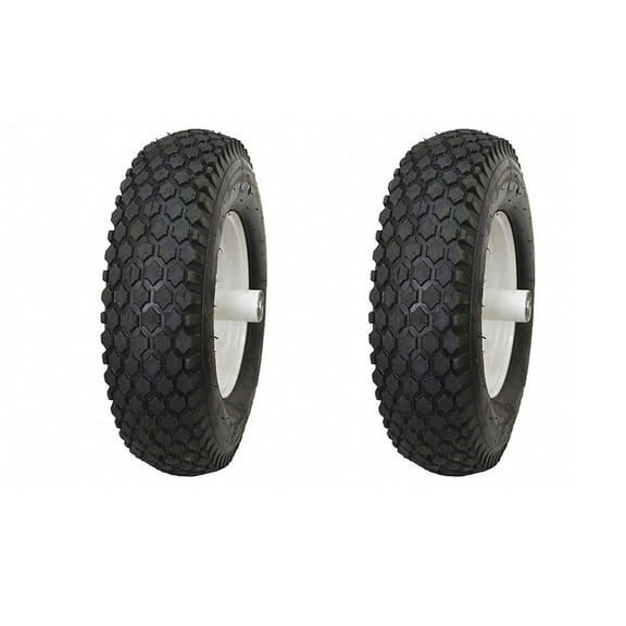 Wheelbarrow Tires with 5/8  Bearing, 5" Hub Flat Free 16 inch Solid Rubber Tire Replacement Wheelbarrow Wheel 4.80-8 for Wheel Barrel Yard Cart Garden Wagon (Set of 2) (Black - All-Terrain)