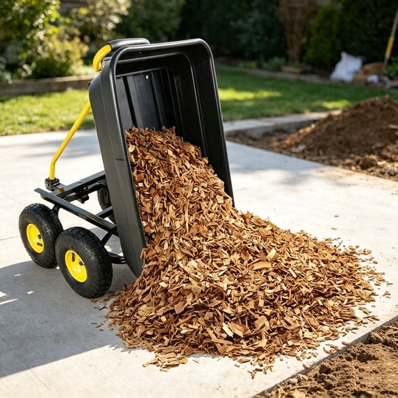 Wheelbarrow Wagon Heavy-Duty Garden Cart – 660 lb Load Capacity, 10" Pneumatic Tires, Steel Frame, Easy-Dump Tray, Black
