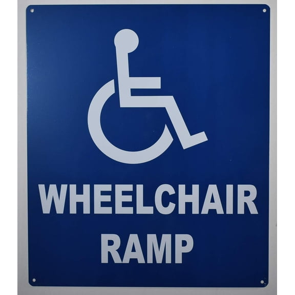 Wheelchair Accessible Ramp Sign (Blue,Aluminium, 12x14)-The Pour Tous Blue LINE(ref-2022-4)