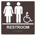 . Wheelchair Accessible Restroom Sign, Braille and Raised