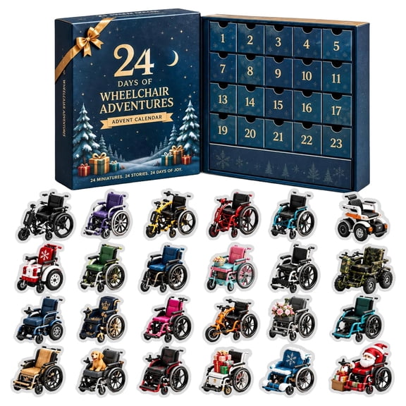 Wheelchair Advent Calendar 2026, 24 Days Miniature Wheelchair Models Blind Box Set, Inclusive Christmas Countdown Gift for Collectors, Caregivers & Disability Awareness Holiday Decor