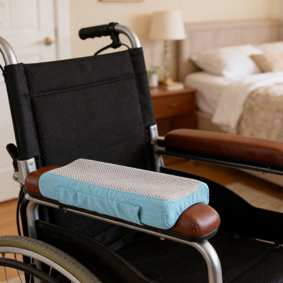 Wheelchair Arm Pads Comfort Foam Cushions With Straps For Office Gaming Chair Elderly Assistive Device Pressure Relief Support(Blue-A)