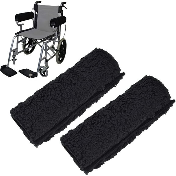 Wheelchair Armrest Cover, Lamb Wool Washable Breathable Wheelchair Armrest Pad 1 Pair Detachable Memory Foam Layer for Office Chair for Children