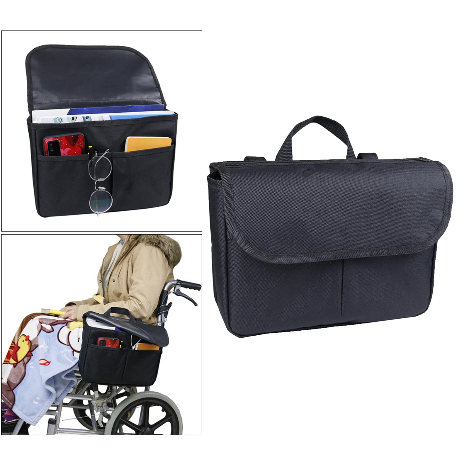 Wheelchair Armrest Pouch Organizer Bag for Side Chair, 3 Pocket, Arm