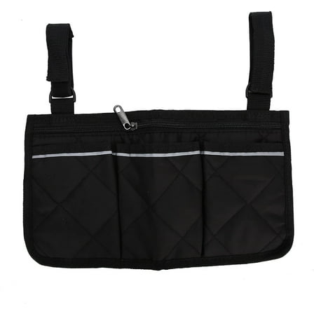 Wheelchair Armrest Side Bag Walker Organizer Bag with Reflective Stripes Waterproof Storage Pouches for Any Wheelchair Mobility Scooter Walker Rollator Carry Accessories