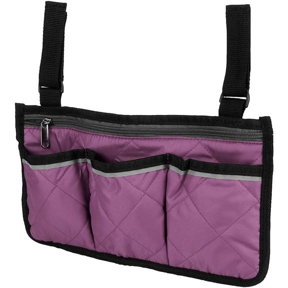 Wheelchair Armrest Side Bag,Waterproof Storage Pouches for Wheelchair,Mobility Scooter,Walker,Rollator Carry Accessories,Purple