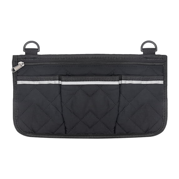 Wheelchair Armrest Side Storage Bag - Multi-Pocket Organizer with Reflective Stripe, Waterproof for Phone Sundries, Portable for Disabled Outdoor