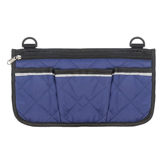 Wheelchair Armrest Side Storage Bag - Multi-Pocket Organizer with Reflective Stripe, Waterproof for Phone Sundries, Portable for Disabled Outdoor