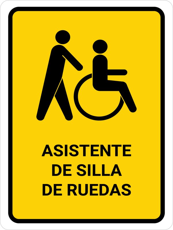 Hand Assisting Sign Wheelchair Assistant Yellow Spanish Sign Home Kitchen Farm Garden ...