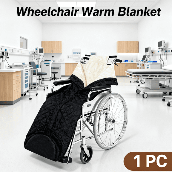 Wheelchair Blanket - Outdoor Lap Blanket Waterproof and Windproof Foot & Leg Pocket Blanket - Thick Warm Fleece Lined Knee Blanket for Wheelchair, Recliner & Chair