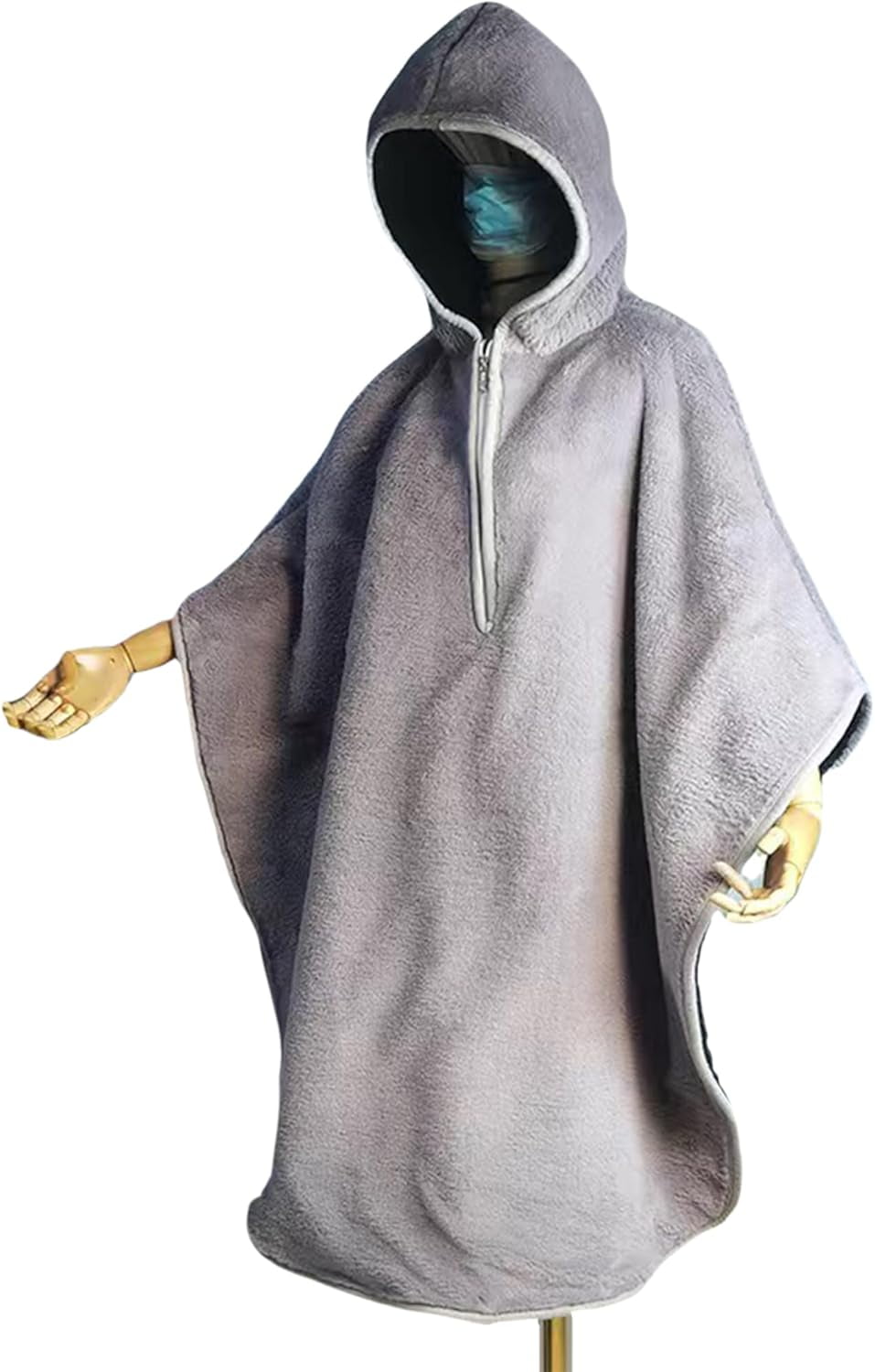 Wheelchair Blanket Warmer Cover: Windproof Wheelchair Hooded Poncho, Travel Thermal Blanket Cloak for Full Body Warmth (Grey)