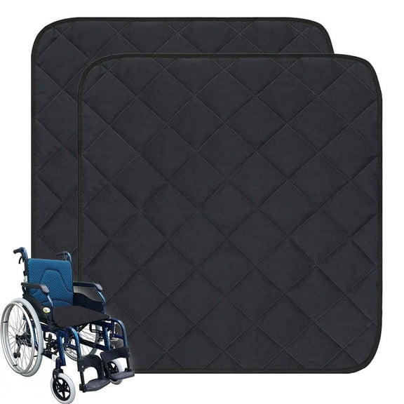 Wheelchair Cushion for Incontinence, 2 Pack Waterproof & Absorbent Seat Pad Cover, 22x21 Inch Non-Slip Reusable Washable Chair Protector Pads for Elderly, Patients, Disabled,Black
