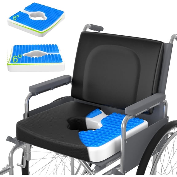 Wheelchair Cushions, Bed Sore Cushion 2-Piece Set - Wheelchair Lumbar Pillow,Gel Infused Seat Cushion, 18x16 for Sciatica, Back & Coccyx PainBedsore Pressure Relief, with Anti-Slip&Washable Cover