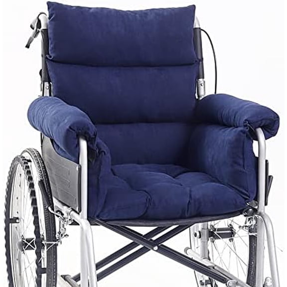 Wheelchair Cushions, Pressure Pain Relief Accessories with Armrest Covers, Supports Coccyx & Back, Non-Slip, Fits Wheelchair with 16'' Length Armrest (Navy)