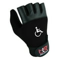 thumbnail image 1 of Wheelchair Gloves Mobility Disability Workout Fingerless Long Thumb Leather Palm Gloves All Black-XS, 1 of 5