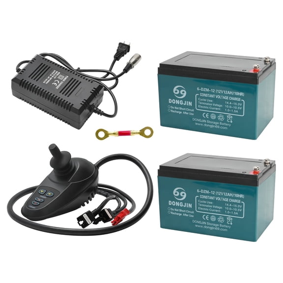 Wheelchair Joystick Brushed Motor Controller DC 24V with 2x 12v 12ah Battery