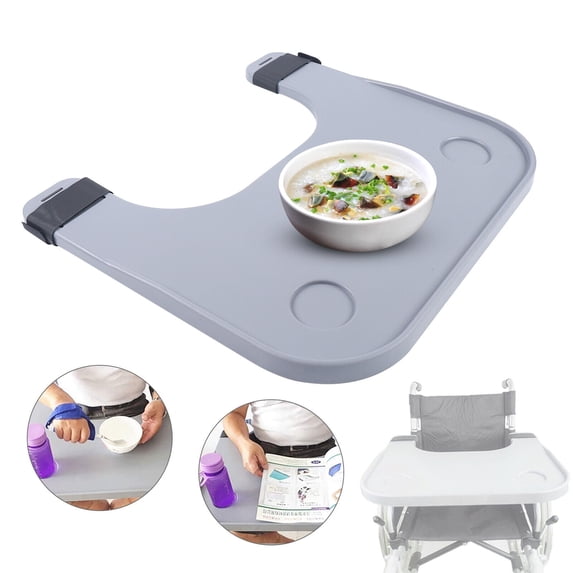 Wheelchair Lap Tray Table Accessories W/2 Cup Holder for Disabled Eating Reading