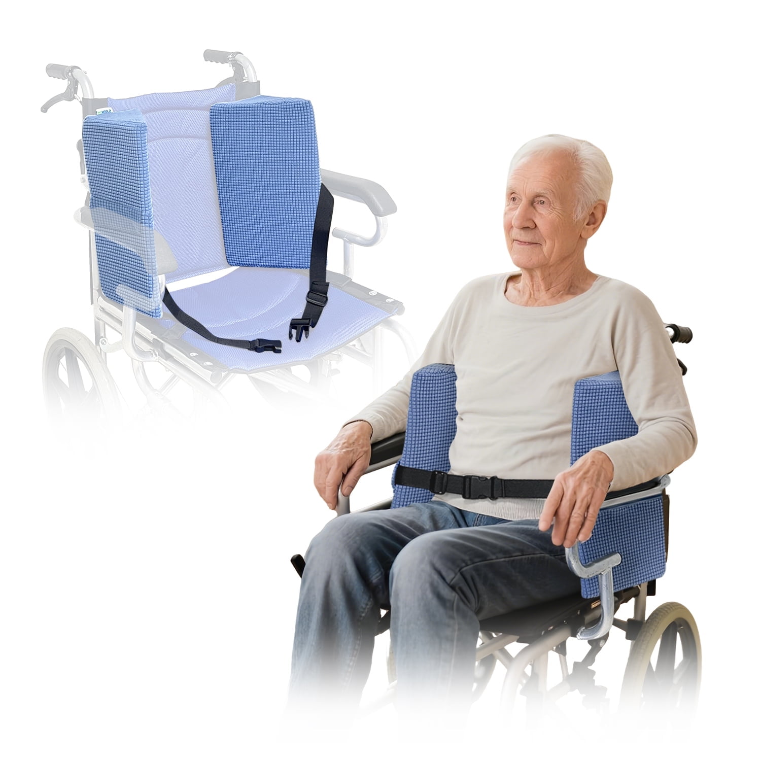 Wheelchair Lateral Support Side Cushions, Lateral Positioning Wedge Pillows with Adjustable Straps for Posture Correction, Foam Padding Guards for Elderly & Adult