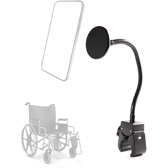 Wheelchair Magnetic Phone Holder - Adjustable Gooseneck with Angle Lock, Compatible with iPhone 16/15/14/13/12 Pro Max Series, iPad & Magnetic Phone Cases (12 Inch)