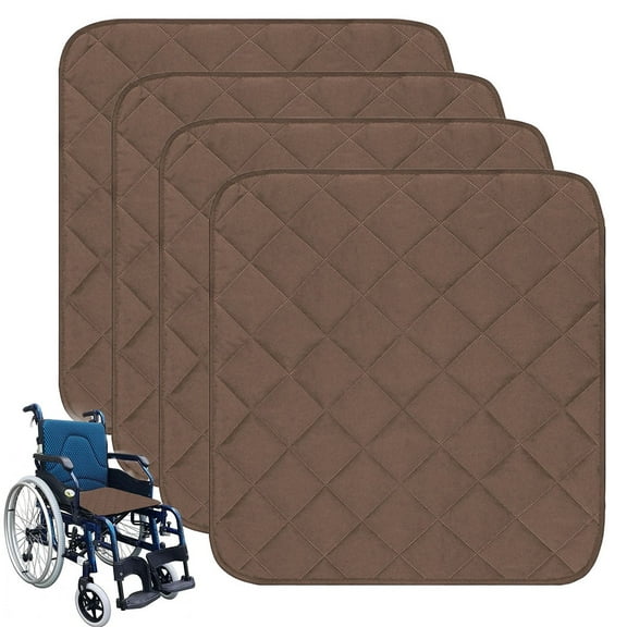 Wheelchair Pad for Incontinence 4 Pack, 22x21 Inch Waterproof & Absorbent Reusable Seat Covers, Non-Slip Washable Underpads for Adults, Elderly, Pets,Coffee