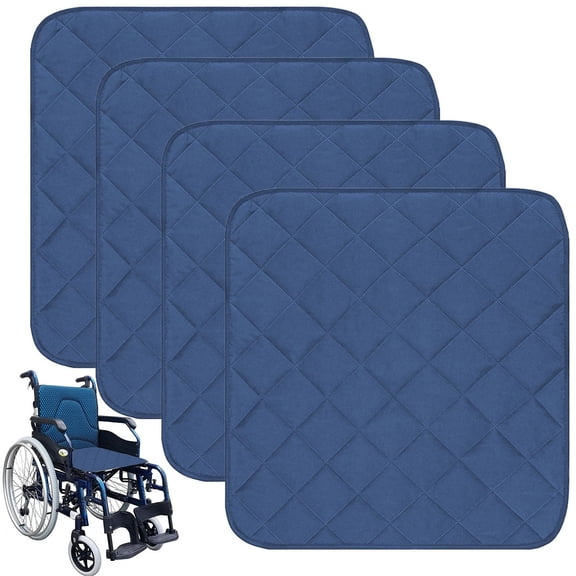 Wheelchair Pad for Incontinence 4 Pack, 22x21 Inch Waterproof & Absorbent Reusable Seat Covers, Non-Slip Washable Underpads for Adults, Elderly, Pets,Dark Blue
