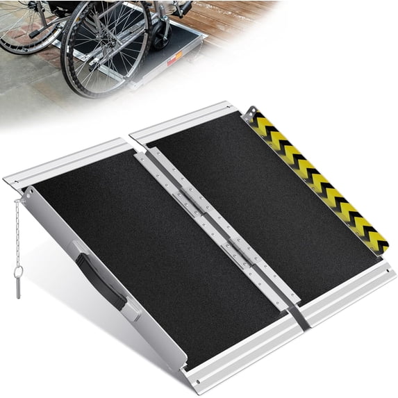 Two Step Ramp Wheelchair Ramp 2ft Aluminum Threshold Ramp for Doorways and Small ...