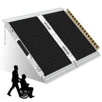 Wheelchair Ramp 2FT,Portable Folding Aluminum with Load-Reducing Shoulder Strap,800lbs Capacity,Wheelchair Ramps for Home, Steps, Stairs, Doorways