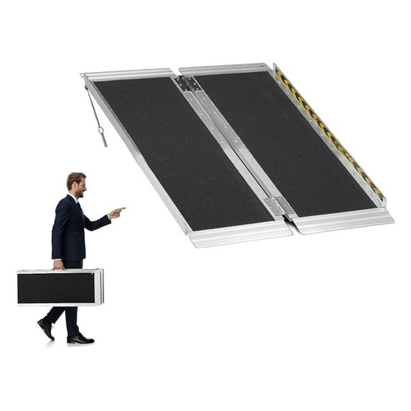 Wheelchair Ramp 3FT, 600LBs Capacity Anti-Slip Aluminum Folding Portable Handicap Threshold Entry Ramp for Home, Doorways Steps, Scooter, Stairs, 36" L x 28.3" W