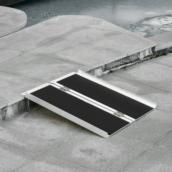 Wheelchair Ramp 3FT, Folding Aluminum Threshold Ramp with Non-Slip Surface, Transition Plates, 600lbs Weight Capacity
