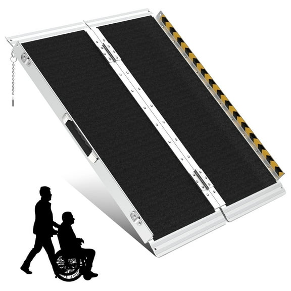 Wheelchair Ramp 3FT,Portable Folding Aluminum with Load-Reducing Shoulder Strap,800lbs Capacity,Wheelchair Ramps for Home, Steps, Stairs, Doorways