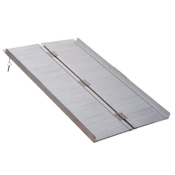 Wheelchair Ramp 4FT, Folding Aluminum Threshold Ramp with Non-Slip Surface, Transition Plates, 600lbs Weight Capacity, Handicap Ramp for Home, Doorways, Curbs, Steps,