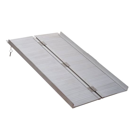 Wheelchair Ramp 4FT, Folding Aluminum Threshold Ramp with Non-Slip Surface, Transition Plates, 600lbs Weight Capacity, Handicap Ramp for Home, Doorways, Curbs, Steps