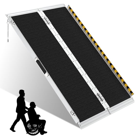 Wheelchair Ramp 4FT,Portable Folding Aluminum with Load-Reducing Shoulder Strap,800lbs Capacity,Wheelchair Ramps for Home, Steps, Stairs, Doorways