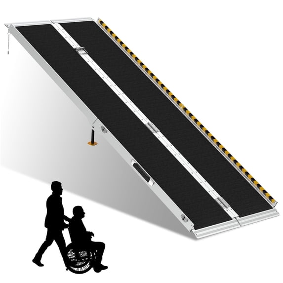 Wheelchair Ramp 6FT,Portable Folding Aluminum with Load-Reducing Shoulder Strap,800lbs Capacity,Wheelchair Ramps for Home, Steps, Stairs, Doorways