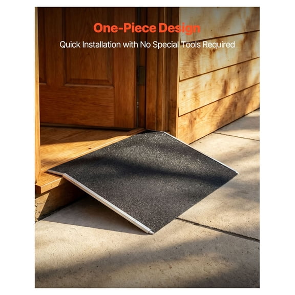 Wheelchair Ramp for Doorways - 31.9 x 15.4 in Aluminum Threshold Ramp - 400lbs Capacity - Portable Mobility Ramp for Scooters, Walkers & Carts