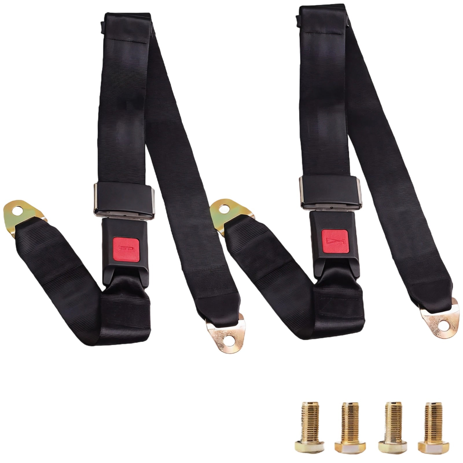 Wheelchair Seat Belt, 2 Points Adjustable Safety Belt for Go-Kart Club Golf Carts, Black Polyester, E11 Certified, Includes Screws and Metal Buckles, 2 Pcs