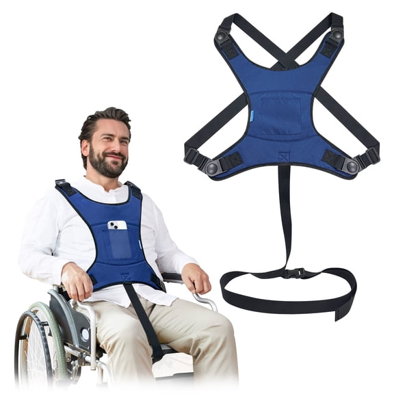 Wheelchair Seatbelt for Elderly, Adjustable Safety Belt for Adults, Medical Chair Harness for Dementia Patients, Prevent Sliding with Lap Buddy Restraint