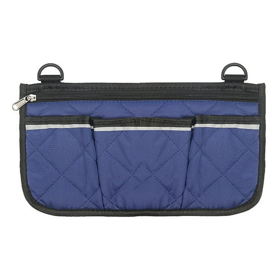 Wheelchair Side Armrest Bag, Reflective Strip Storage Pouch with Multiple Pockets, Portable Polyester Hanging Organizer for Medical and Mobility Use,e